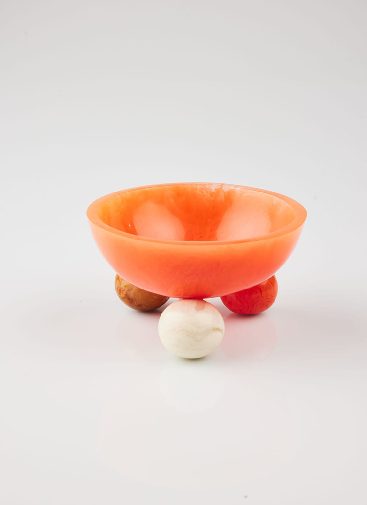 Handcrafted Resin Decorative Orange Bowl