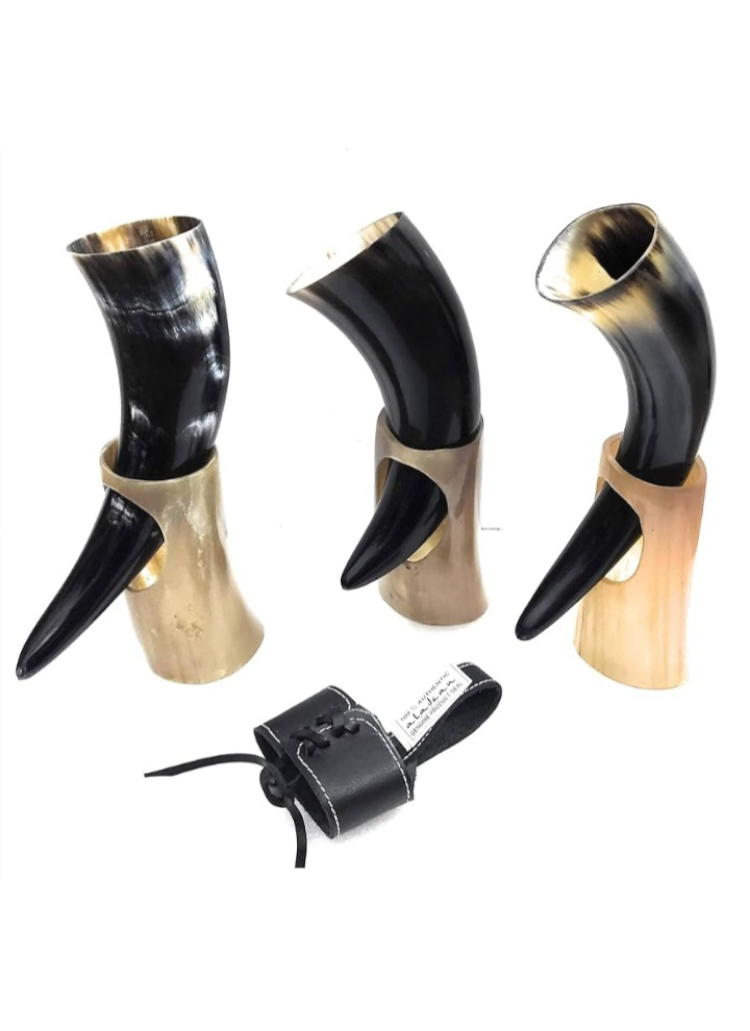 Handmade Viking Horn Drinking Set