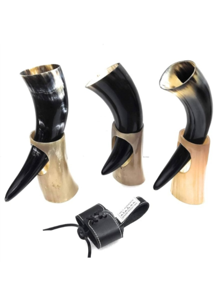 Handmade Viking Horn Drinking Set