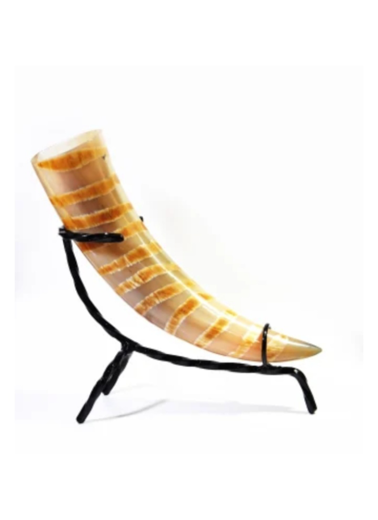 Handcrafted Decorative Viking Drinking Horn with Metal Stand