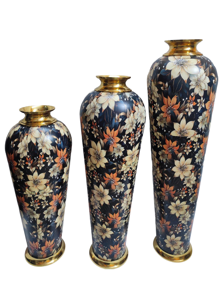 Elegant Brass Decorative Floor Vases Set