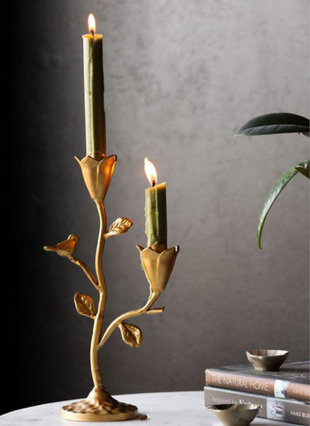 Brass Branch Bird Candle Holder