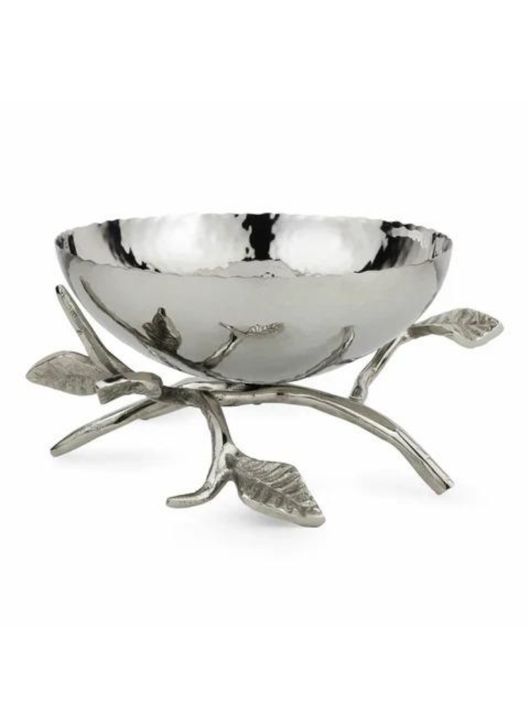 Hammered Steel Bowl with Branch Stand